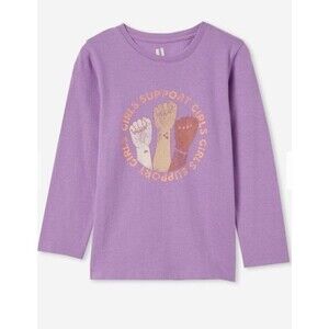 Cotton on kids Penelope Long Sleeve GRAPE SODA/ GIRLS SUPPORT GIRLS Size: 13-14